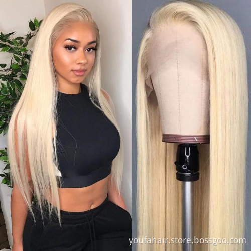 613 Blond Lace Front Human Hair Wigs For Black Women Brazilian Virgin Cuticle Aligned Hair Wig Unprocessed Transparent Lace Wig